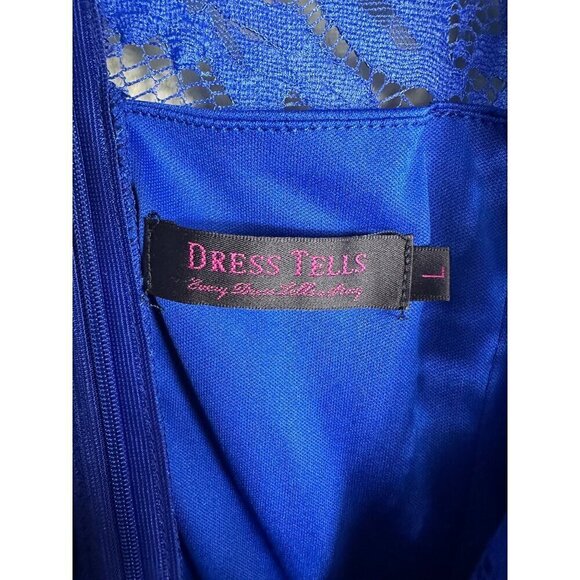 NWT Dress Tells Blue Fancy Formal Maxi Dress Lace Size Large - Picture 4 of 4